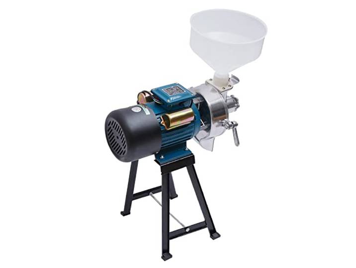 VonVVer Elektrische Getreidemühle 2200W mit Trichter - 40KG/H Industrielle Kornmühle für Trocken-/Nassmahlung, Edelstahl-Schrotmühle bis 60 Mesh Feinheit für Getreide, Mais, Futter, Kaffee