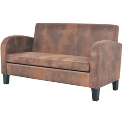 vidaXL 2-Sitzer Sofa Künstliches Veloursleder Braun