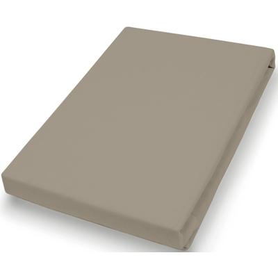 Spannbettlaken PRIMERA "Luxus-Satin", taupe, B:150cm L:200cm, Satin, Obermaterial: 100% Baumwolle, Bettlaken, Spannbettlaken, in hochwertiger Qualität