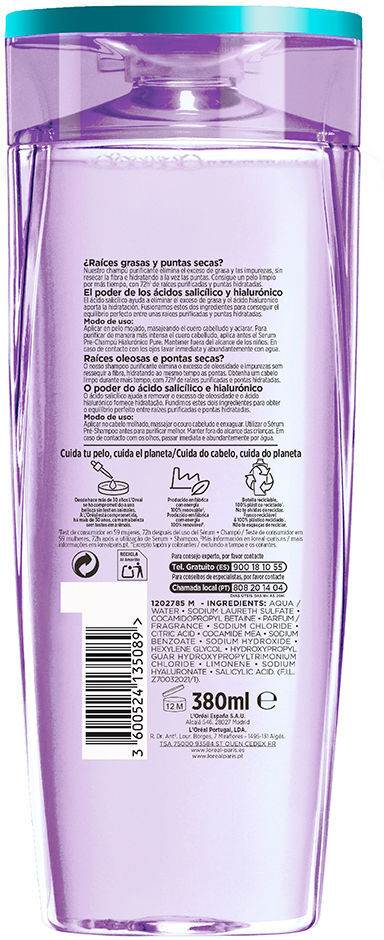 L'Oréal París Elvive Champô Hyaluronic Pure 380 ml