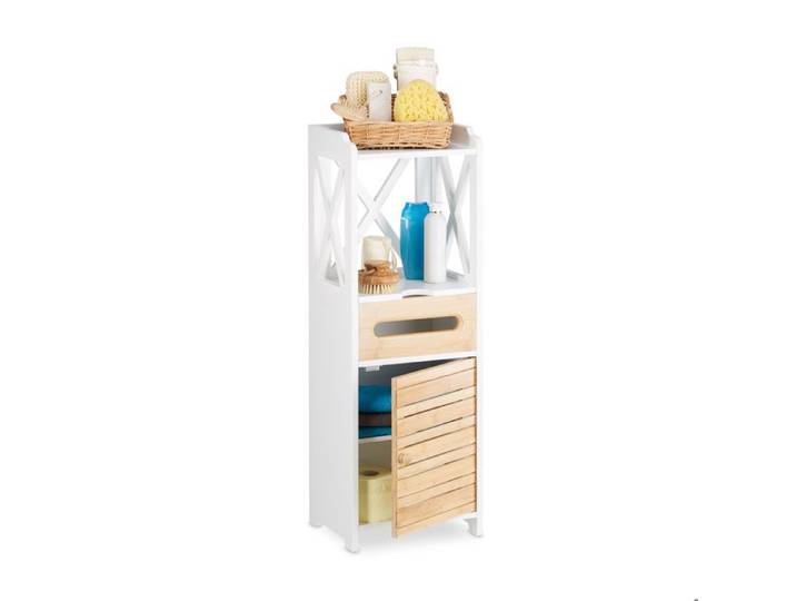 Relaxdays Petite armoire étagère avec 5 niveaux salle de bain cuisine rangement multi-fonctions blanc