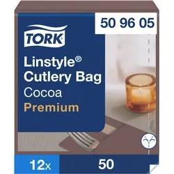 Tork LinStyle® Bestecktaschen Kakao, strapazierfähig, 39 cm × 39 cm, 6 × 60 Serv...