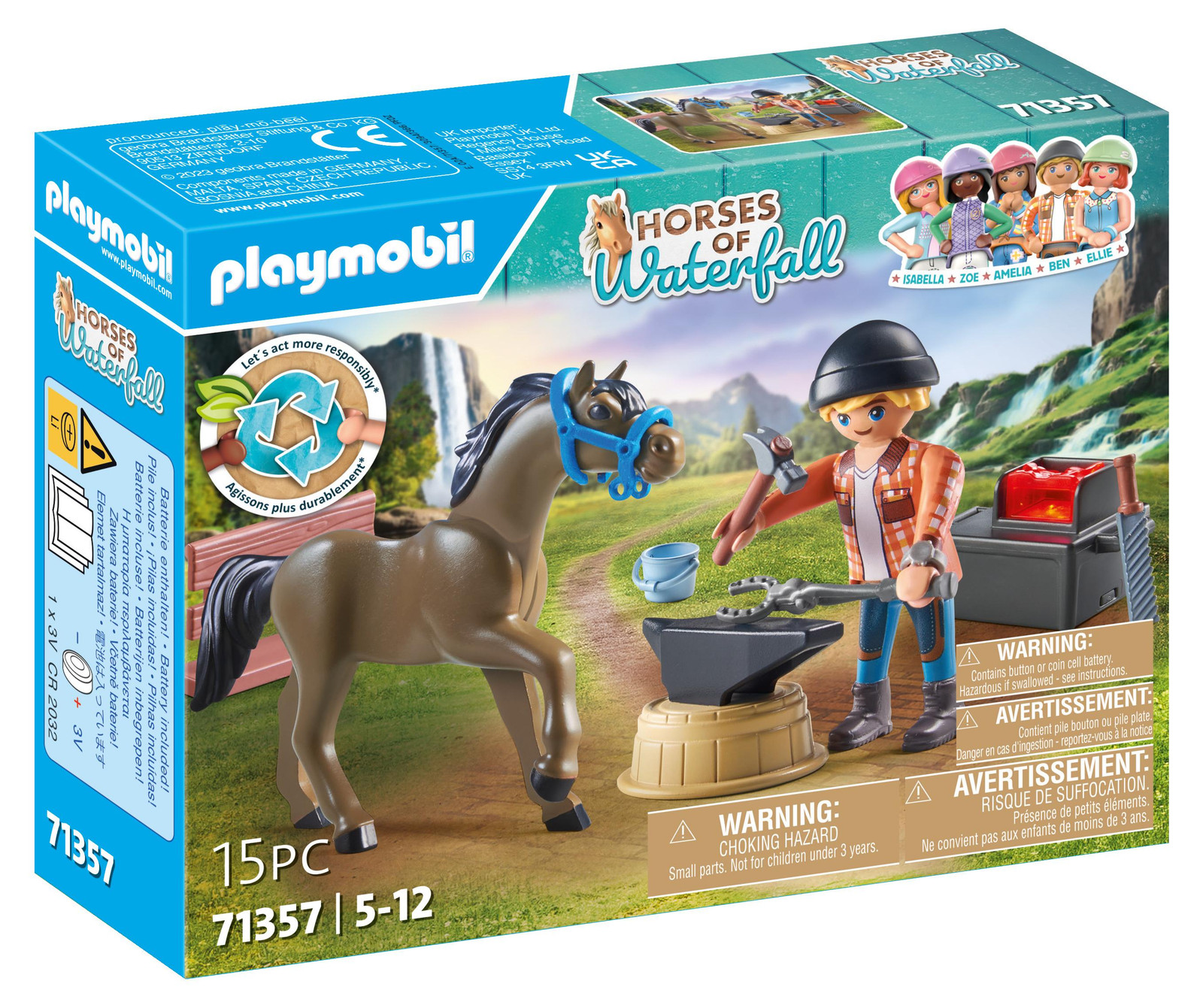 Playmobil Paarden bij de Waterval 71357: Hoefsmid Ben & Achilles