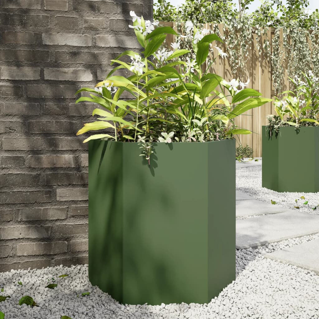 vidaXL Outdoor Planter Box Olive Green 45cm H x 46cm W x 40cm D