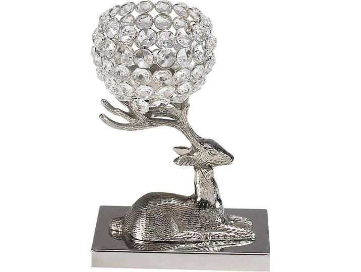 Kerzenhalter GOODPRODUCT Mirabel auf Hirsch , silber (silberfarben), B:10cm H:22cm T:15cm, Aluminium, Kerzenhalter, Kerzenhalter