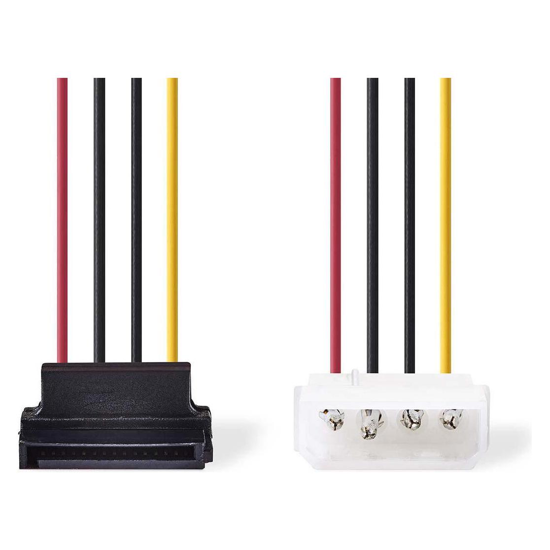 Nedis Interne Stromkabel | Molex Stecker | SATA 15-Pin-Buchse | Vergoldet | 0.15 m | rund | PVC | Me (15 cm, SATA) (CCGP73505VA015)
