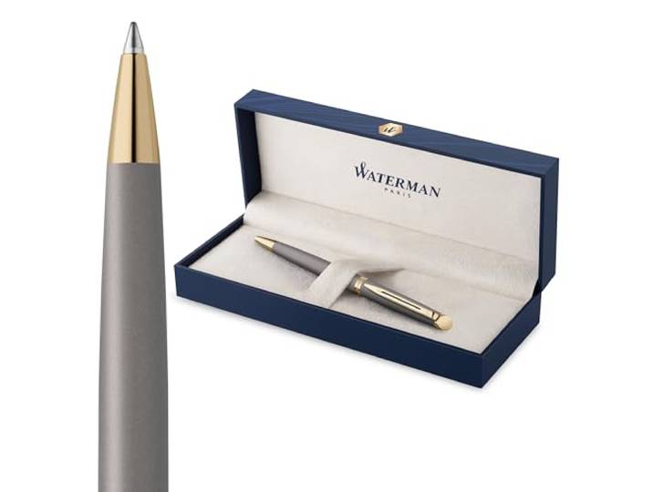 Waterman Hémisphère Stylo bille L'édition discrète Gris Pierre Pointe moyenne Encre bleue Coffret cadeau