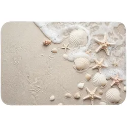 BADEMATTE Muscheln - Seesterne - Strand Badvorleger 90x60 cm