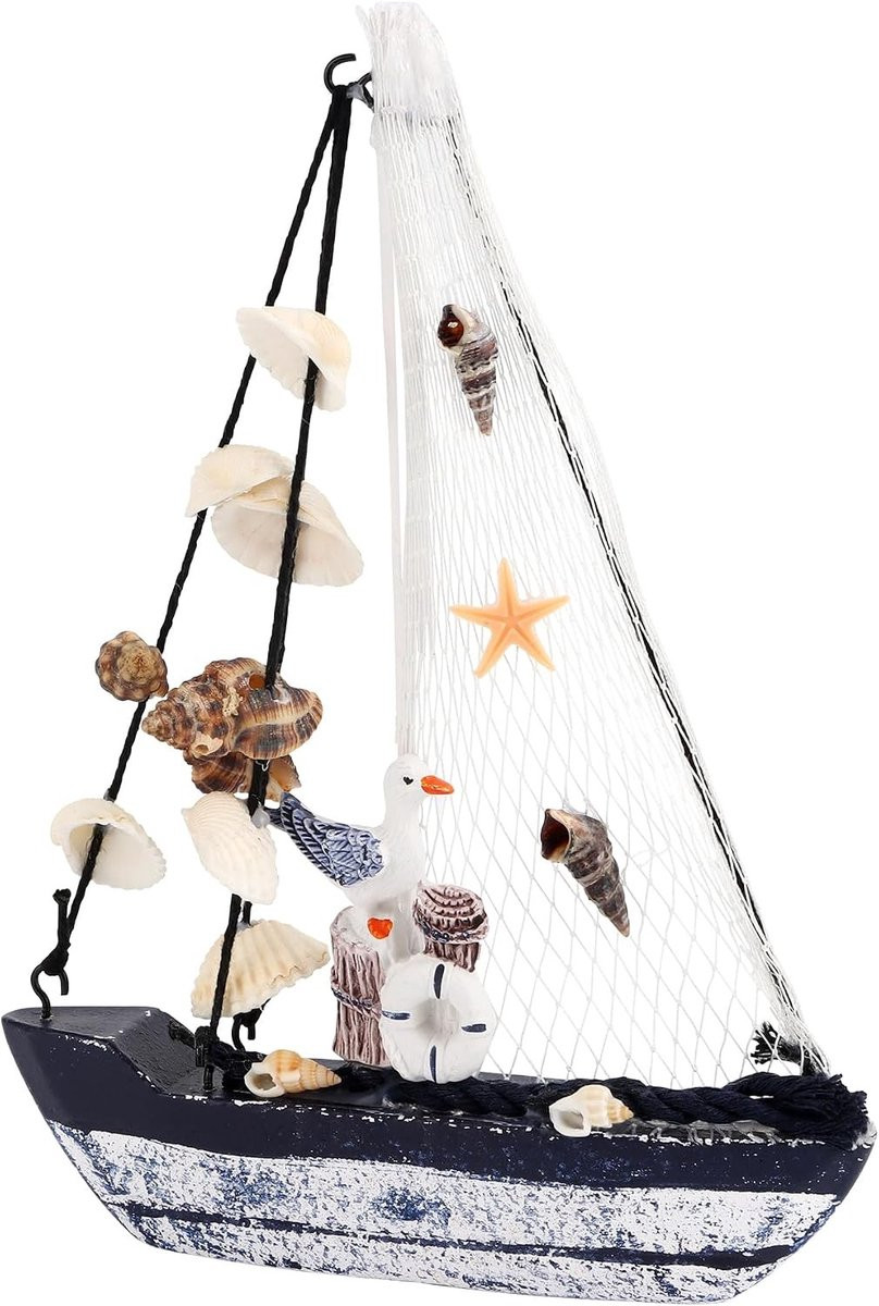 Houten Zeilboot Model voor Maritieme Decoratie, Hoogte: 19,5 cm
