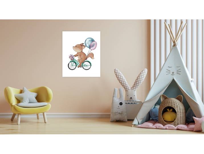 Bild mit Rahmen LÜTTENHÜTT oder Poster, Blumenkorb und Luftballons , bunt (farbe bild(er): bunt), B:50cm H:70cm T:0,2cm, Papier, Bilder, Bild mit Rahmen, HD Premium Druck
