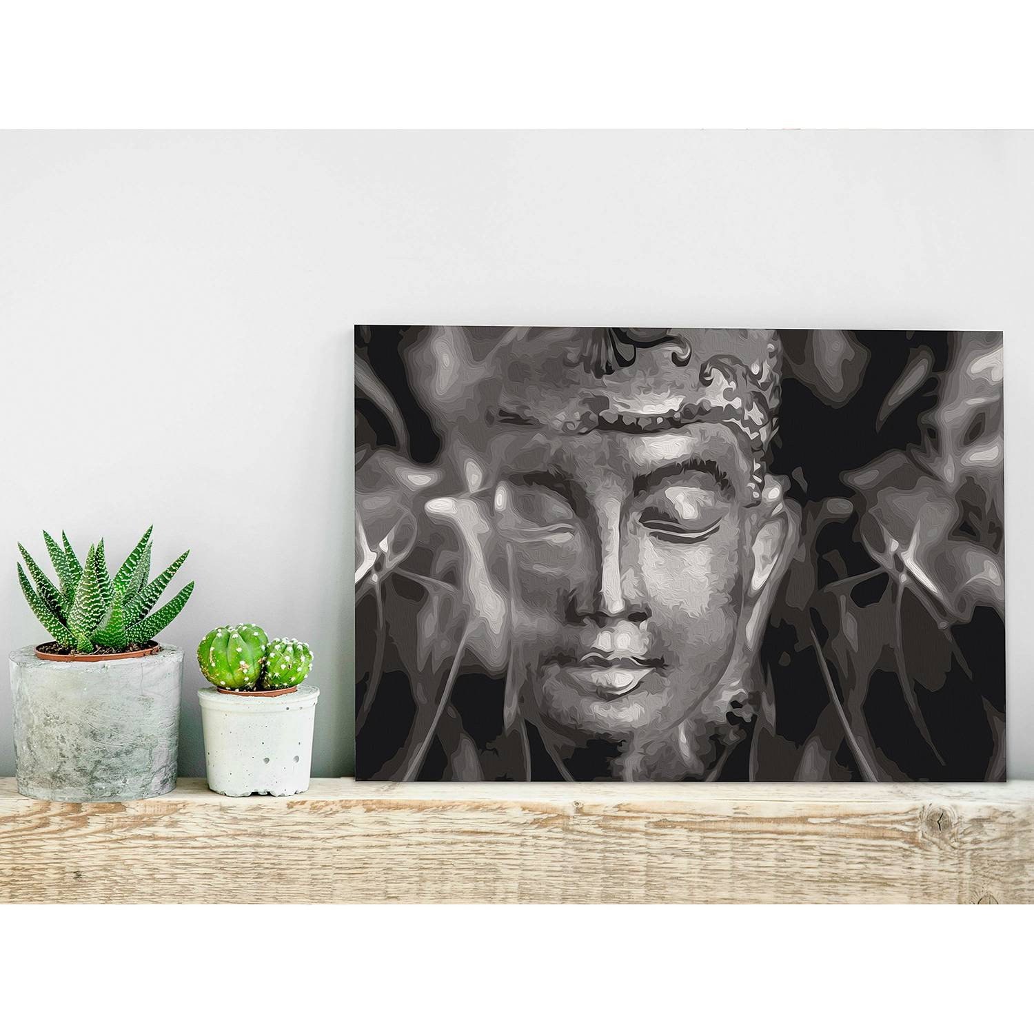 home24 Schilderen op Nummer - Buddha Blackwhite - Meerdere kleuren - 40 x 50 cm