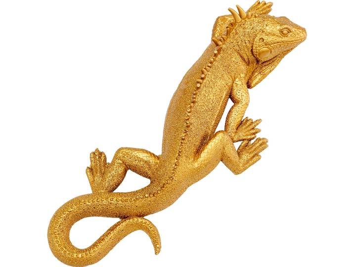 Wanddekoobjekt KARE DESIGN Wandobjekt Lizard 31x11cm , gold (goldfarben), B:11cm H:30cm T:6cm, Polyresin, Wanddekoobjekte, Wanddekoobjekt