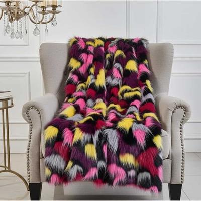 Plutus Brands Plutus Burgundy/Black Exotic Parrot Faux Fur Luxe Throw Blanket