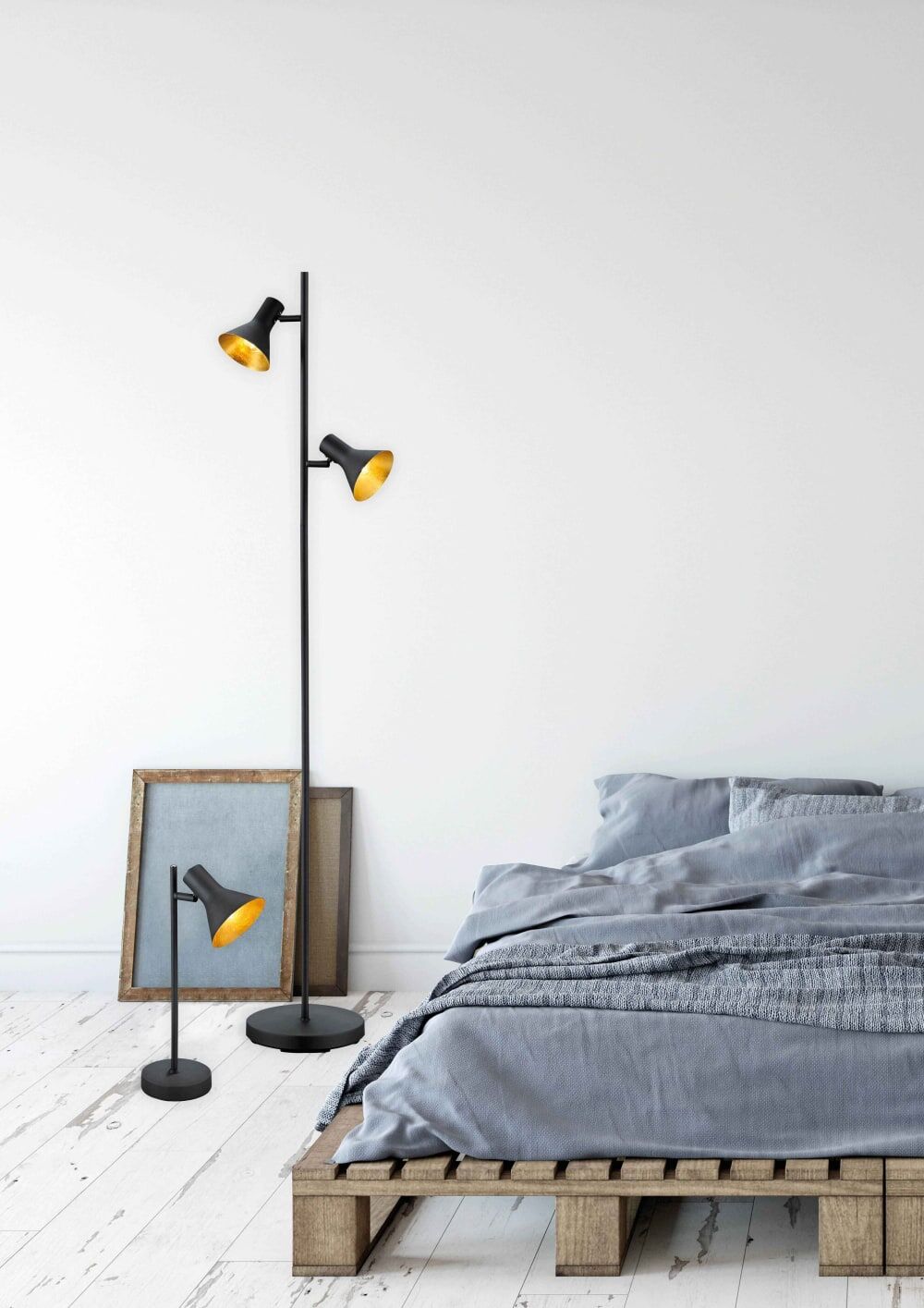 Trio Lighting Lampadaire design en métal noir Noir 33x144x23cm