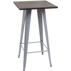 Chefgastro Stehtisch inkl. Holz-Tischplatte | HxBxT 107x60x60cm | Metall Industriedesign FSC®| Grau | Bistrotisch Bartisch