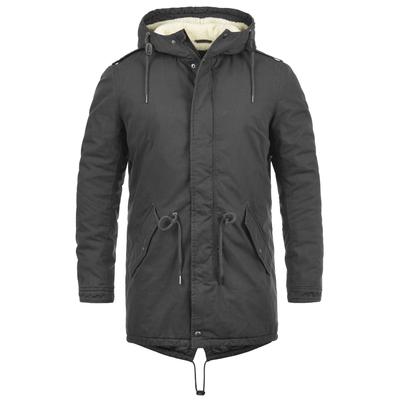 Wintermantel SOLID "Winterjacke SDDarnell", Herren, Gr. L, grau (dunkelgrau), Obermaterial: 100% Baumwolle CO., Mäntel Wintermantel