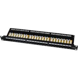 LogiLink NP0133 Patch-Panel 483 mm (19) CAT 6a 1 HE Schwarz Bestückt