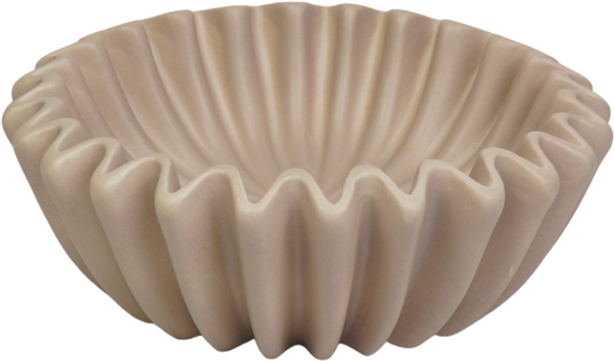 Housevitamin Plissé Schaal – Keramiek – Decoratieve Schaal – Taupe – Diameter: 20 cm