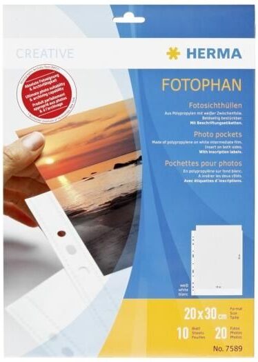 Pochettes transparentes Herma 20x30 cm blanc 7589