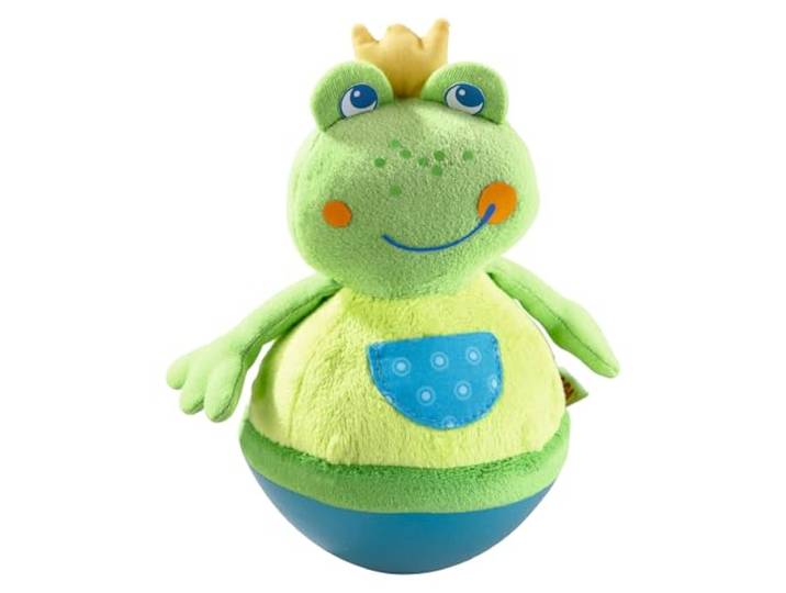 HABA Stehauffigur Frosch – Baby- und Kleinkindspielzeug ab 6 Monaten – Motorikspielzeug aus Velours mit Wackel- & Klingeleffekt – 1005859001