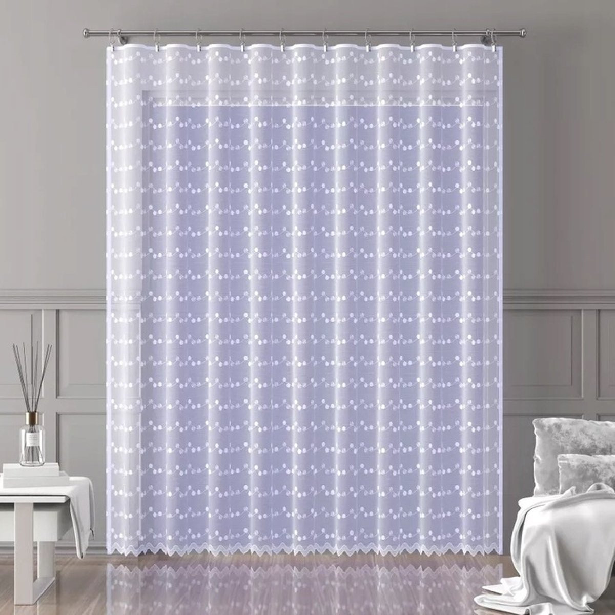 Wisan Werta Jacquard Vitrage Gordijn - Wit - 300 x 250 cm