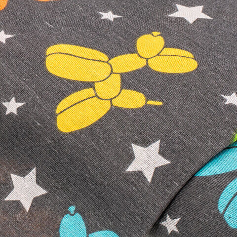 Dekostoff Hund-aus-Luftballon-Design "Lorena", grau-color