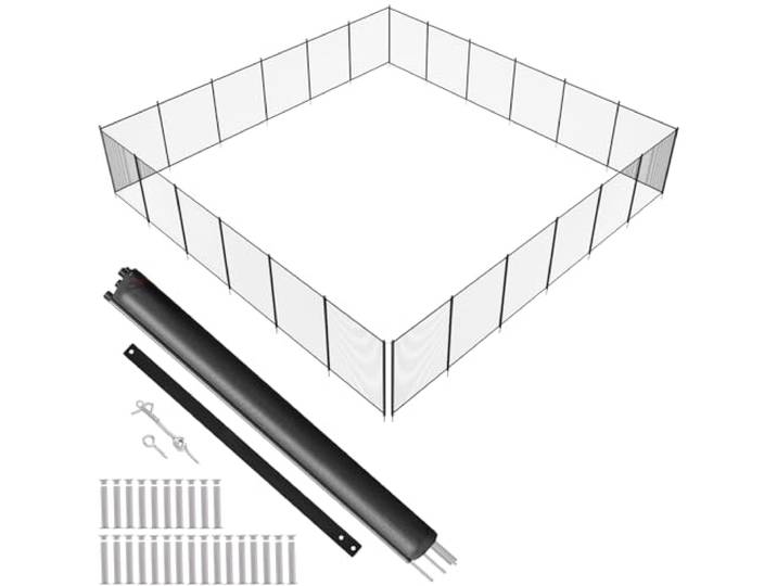 VEVOR Clôture de Piscine\, Barrière de Piscine Creusée 1\,21x21\,95 m Clôture Amovible de Sécurité Pliable Tige en Aluminium Tissu Maille PVC Teslin 340 g/m² pour Protection Enfants Animaux Domestiques