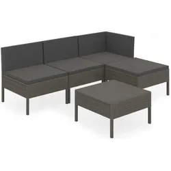 vidaXL, Gartenlounge, Fasenum (Eckteil + 2x Mittelteil + Fussstütze + Tisch)