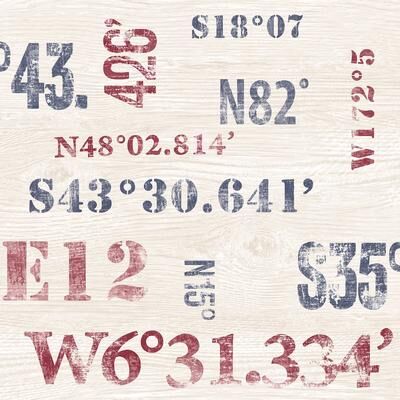 Galerie Wallcoverings Deauville 2 Naval Coordinates Print Non-woven Matte Wallpaper Roll