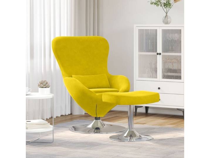 Fauteuil œuf - CLOUD - avec repose-pied -s en velours jaune - Taille Moyen EU1240