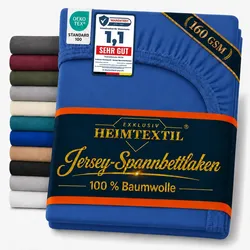 EXKLUSIV HEIMTEXTIL Jersey Spannbettlaken Deluxe 120 x 200 cm Royalblau