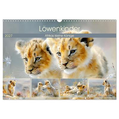 Löwenkinder. Afrikas kleine Könige (Wandkalender 2027 DIN A3 quer), CALVENDO Monatskalender
