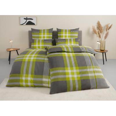 Bettwäsche TOM TAILOR HOME "Nick in Gr. 135x200 oder 155x220 cm", grün, B/L: 135cm x 200cm, 1 Stk., 1 Stk., Biber, B/L: 80cm x 40cm, 3, Biber, Obermaterial: 100% Baumwolle, Bettwäsche, Bettwäsche, mit Gratiszugabe Gästehandtuch