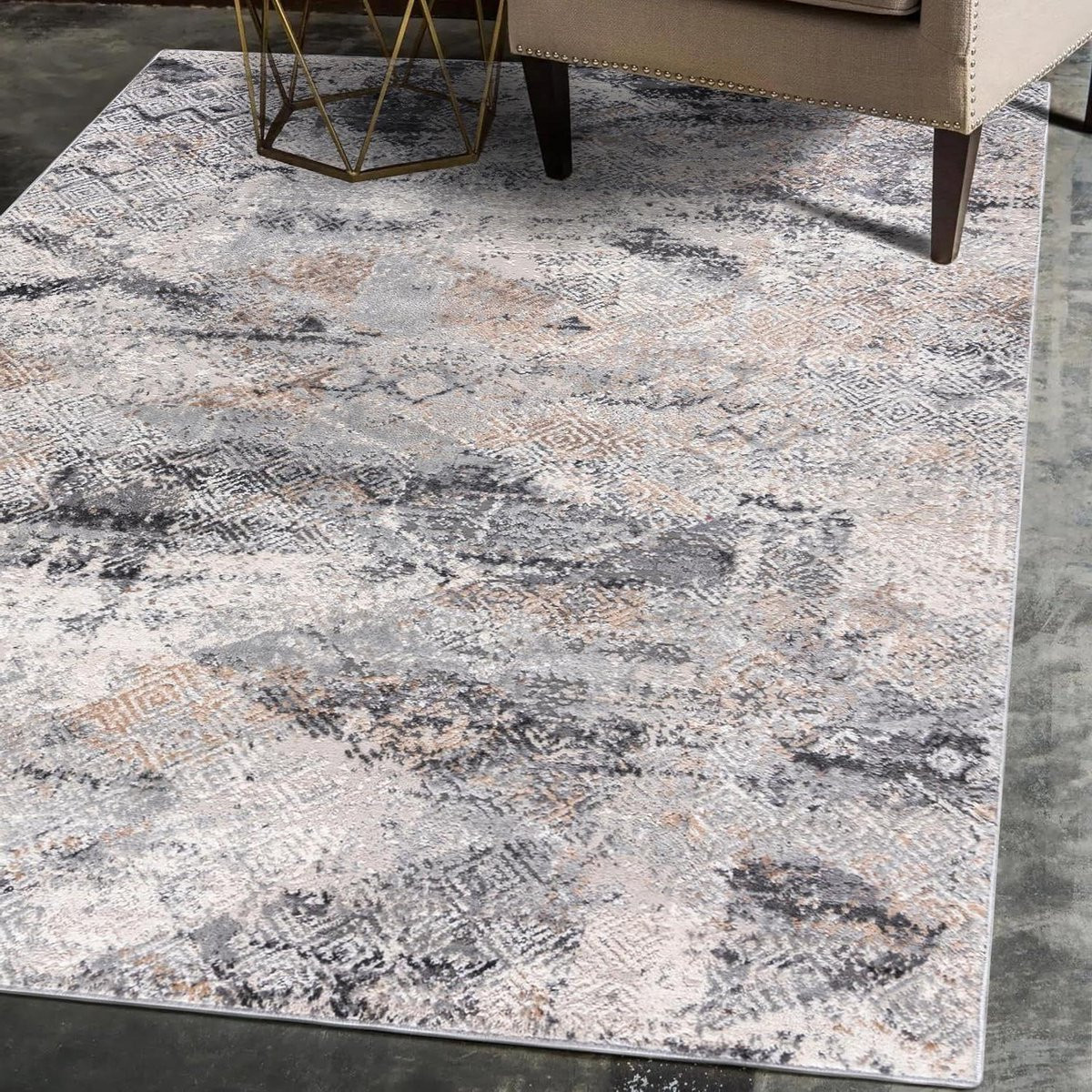 Modern Abstract Vloerkleed Grijs Beige 200 x 300 cm