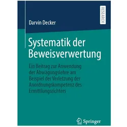 Systematik der Beweisverwertung, Fachbücher von Darvin Decker
