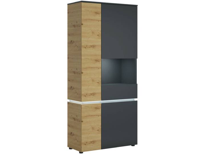 Vitrine LUCI 90,4 x 199 cm Eiche grau