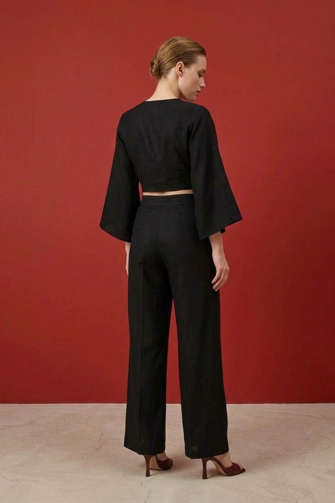 Katoenen Co-ord Set met Strikdetail