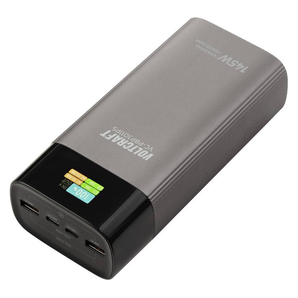 Voltcraft VC-PBP3011PS Powerbank 40000 mAh USB PD 3.0 LiFe Silber (matt) Status (40000 mAh, 145 W) (VC-17331275)