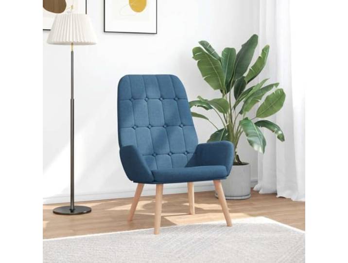 Relaxsessel Blau Stoff mit Holzfüßen und Armlehnen Polyestergewebe,atmungsaktiv,Metallgestell,Sperrholz,Holzbeine,gepolsterte Armlehnen,Wohnzimmer,Büro