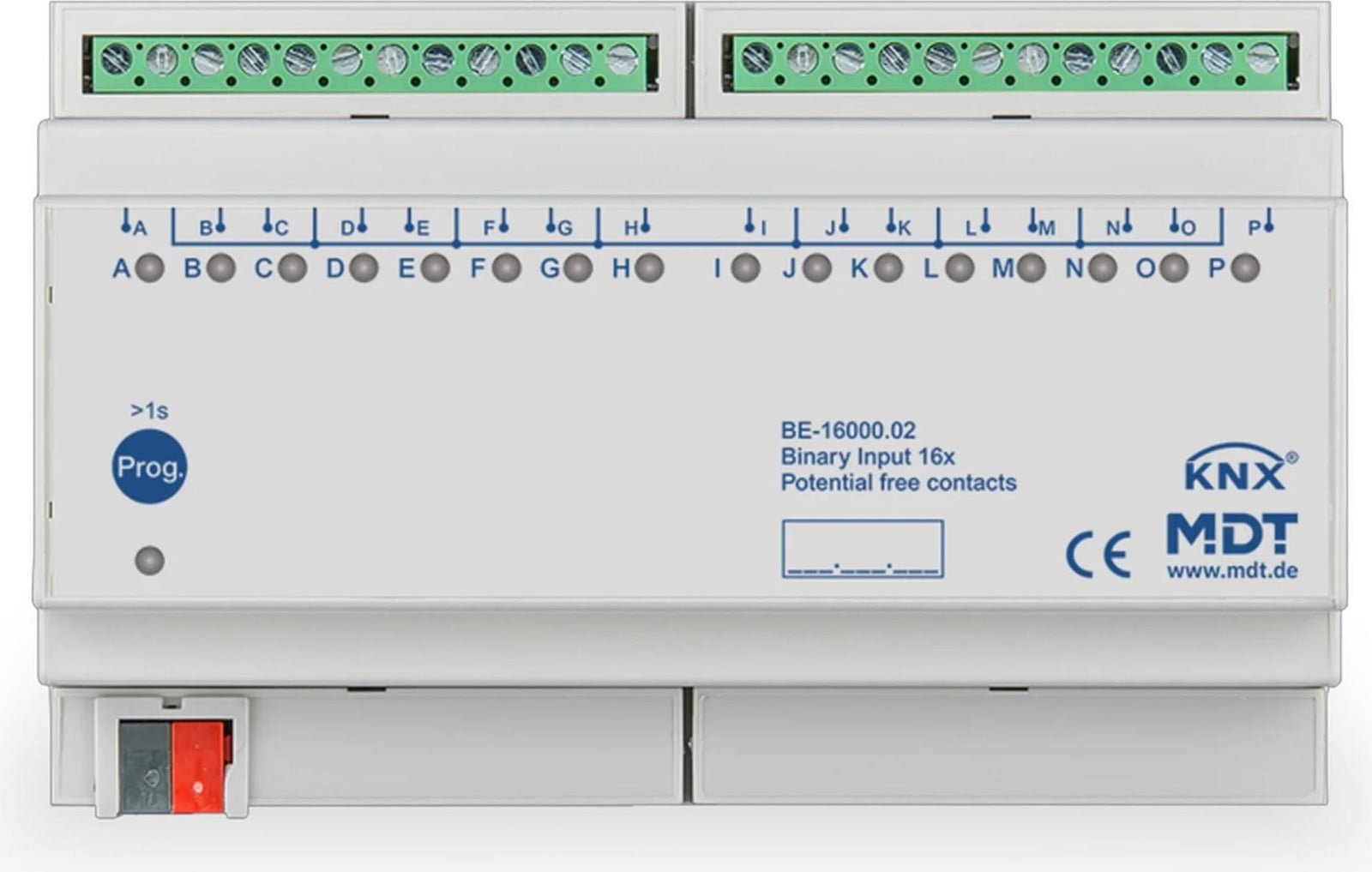 MDT KNX Binaire ingang, 16-voudig, potentiaalvrij, REG