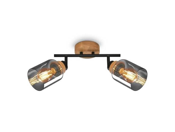 BRILONER Plafonnier\, verre fumé\, orientable\, lampe de salon\, lampe de chambre à coucher\, lampe de cuisine\, bois noir