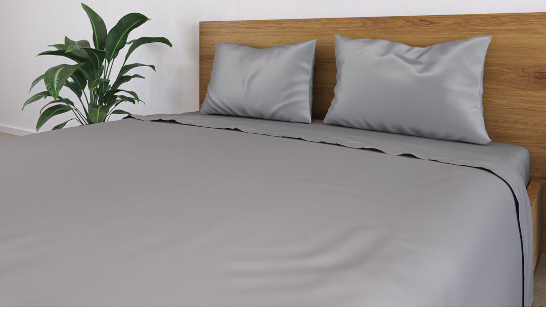 Panda 100% Rayon From Bamboo Flat Sheet - Hypoallergenic and Breathable Quiet Grey Double (4'6)