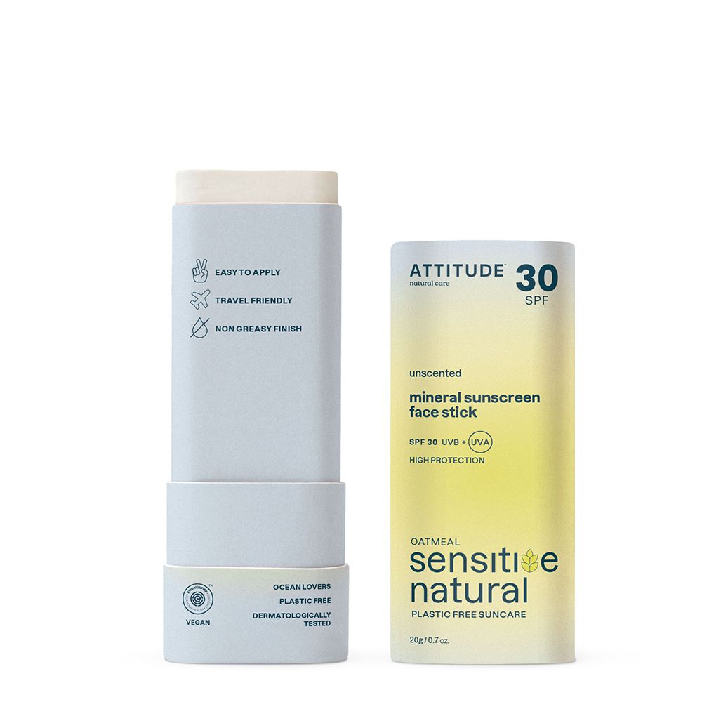 Attitude Havermout Sensitive Natural Zonnecreme Gelaat Zonder Parfum Spf30 20 g Sonnenschutzcreme