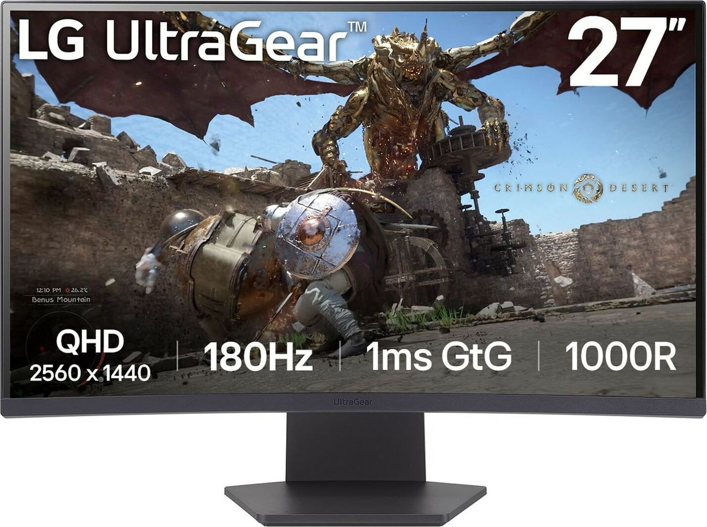 LG 27GS60QC-B Beeldscherm voor computer, 68,6 cm (27 inch), 2560 x 1440 pixels, Full HD, LCD, zwart