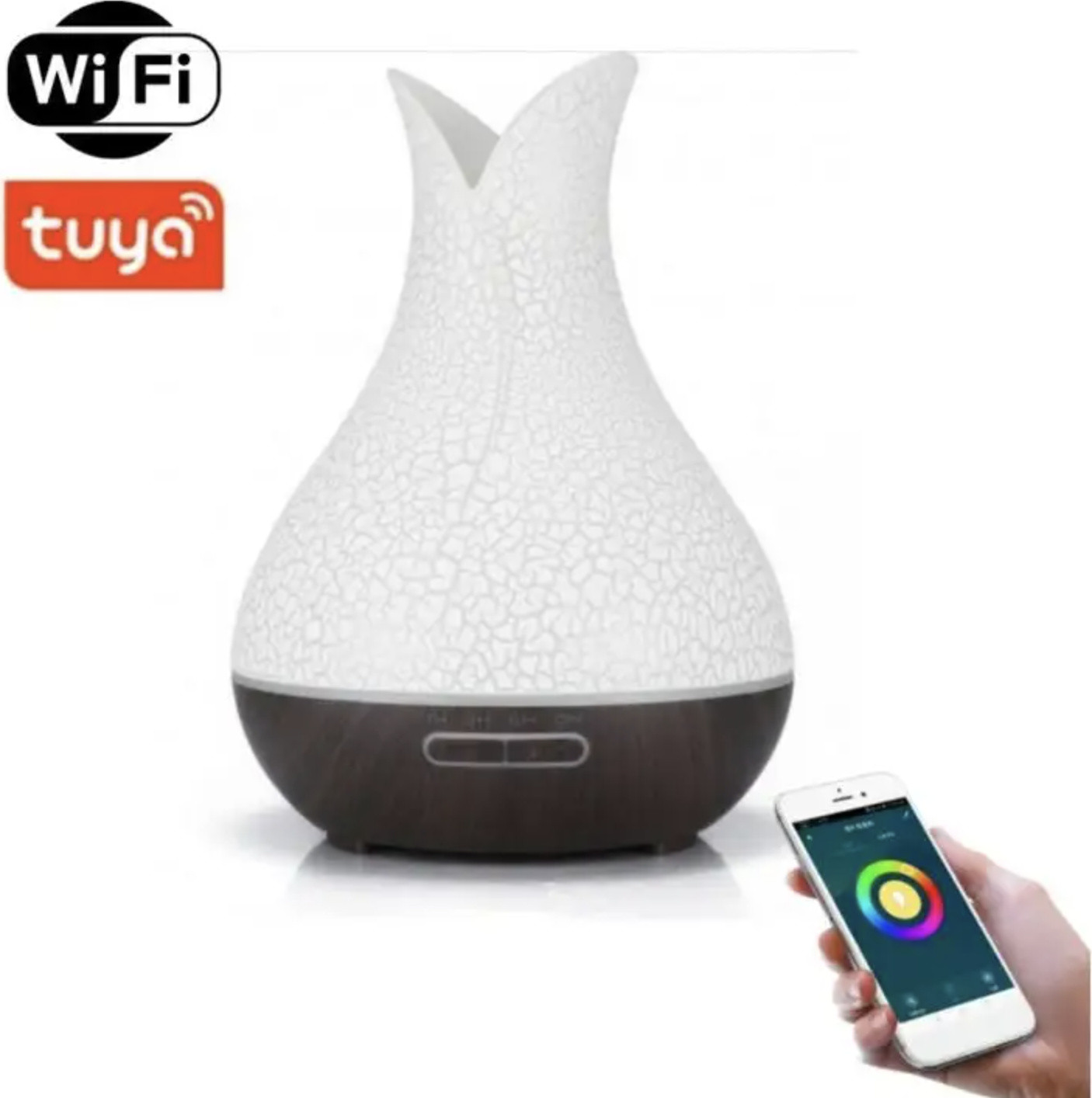 BOT Smart aroma diffuser B5 - wit en donkerbruin hout, 400 ml