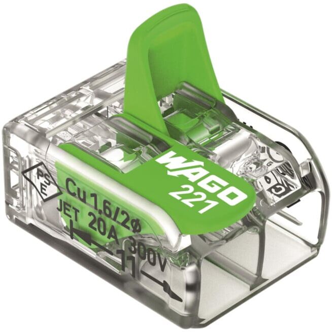 WAGO Connecteur de raccordement 221-422 2 conducteurs max. 4 mm² transparent (221-422)