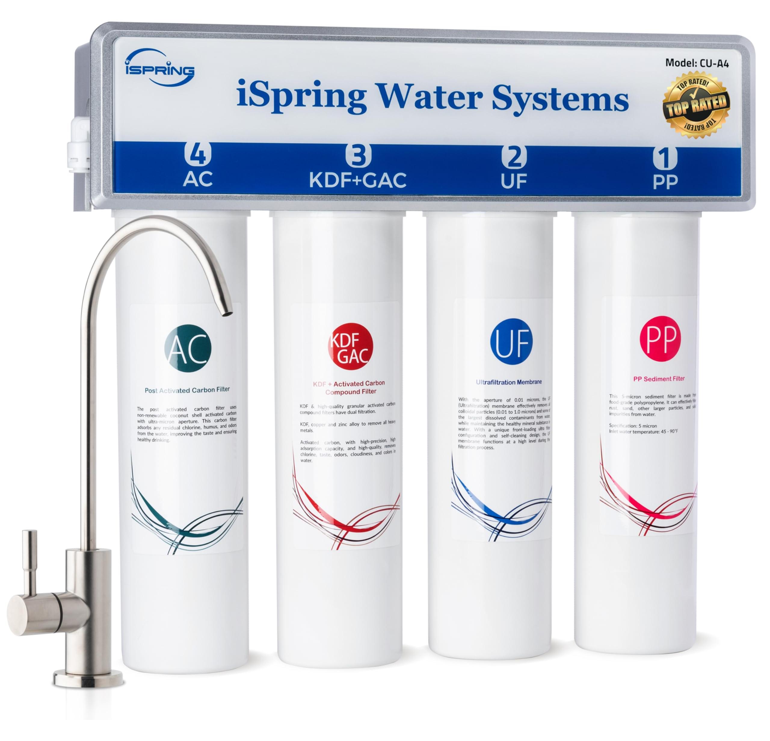 Wasserfilteranlage Untertischfilter Umkehrosmose Trinkwasserfilter - Vierstufige Ultrafiltration - Tanklos - Weiß mit Chromarmatur - Für Spüle und Küche