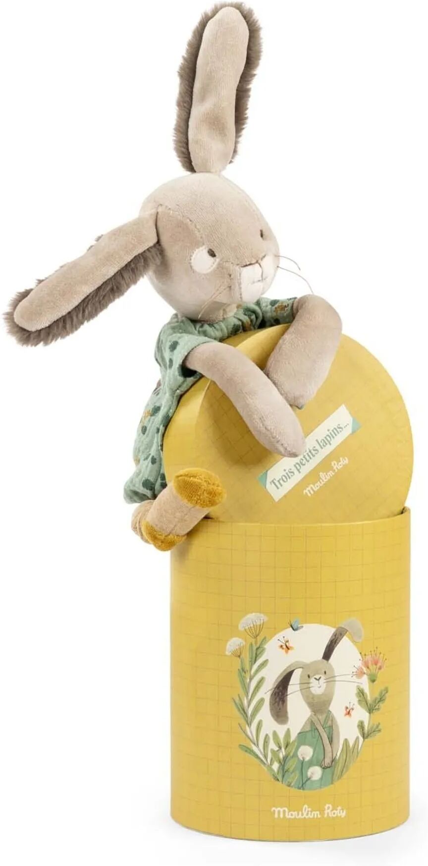 Moulin Roty Peluche lapin sauge - Trois petits lapins Sauge taille unique