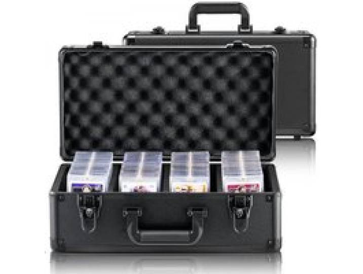 VEVOR Aufbewahrungsbox, 4 Fächer, Tragetasche für Sportkarten mit Schaumstoffteilern und Schlüsselschloss, für 96 PSA-Karten, 68 BGS-Karten, 76 SGC-Karten, 348 Top Loader oder 999+ lose Karten