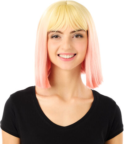 Longbob-Perücke "Ombré", blond/rosa